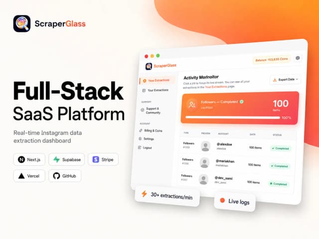 scraperglass SaaS platform built by Muhammad Bilal